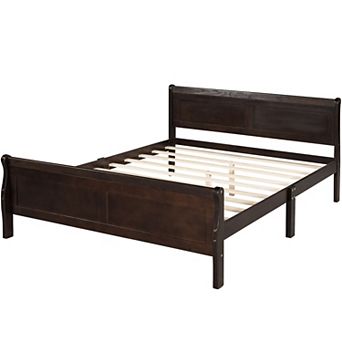 Whisen Wood Platform Full Bed Frame with Headboard, Footboard, and Sturdy Wooden Slat Support