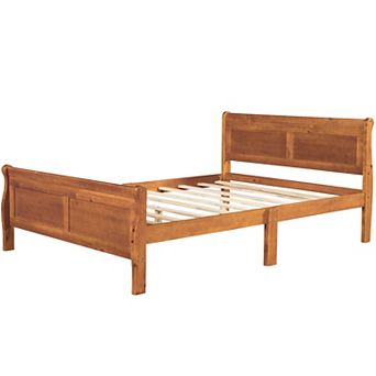 Whisen Wood Platform Full Bed Frame with Headboard, Footboard, and Sturdy Wooden Slat Support