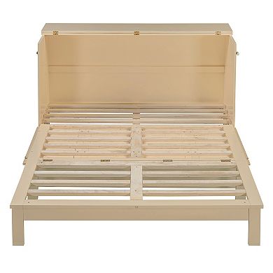 Whisen Modern Queen Size Murphy Bed, Folded into a Cabinet with Large Drawers, USB charging port