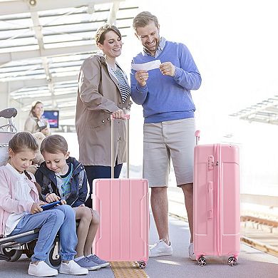 Whisen 3-Piece ABS Hardside Luggage Suitcase Sets with Double Spinner Wheels and Corner Protectors