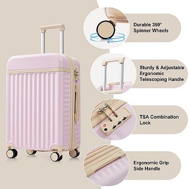 Luggage Set of 3, 20inch with USB Port and Front Opening Design
