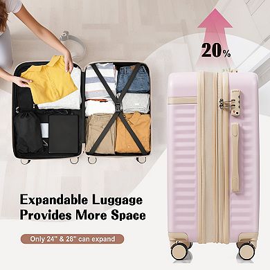Luggage Set of 3, 20inch with USB Port and Front Opening Design