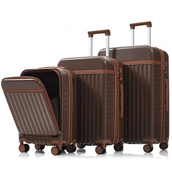 Luggage Set of 3, 20inch with USB Port and Front Opening Design