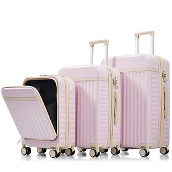 Luggage Set of 3, 20inch with USB Port and Front Opening Design