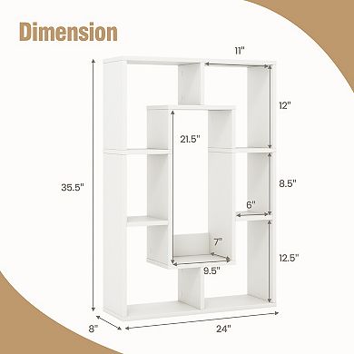 7 Cube Modern Geometric Bookshelf Decorative Open Display Storage Shelf
