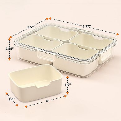 Cheer Collection 4 Compartment Snackle Container Airtight Food Storage Box with Nested Containers