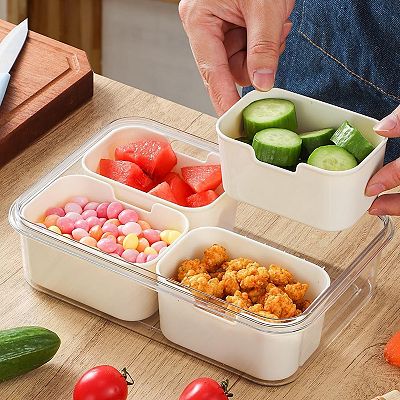 Cheer Collection 4 Compartment Snackle Container Airtight Food