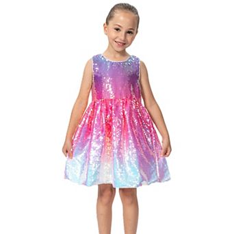 Girls' Lavender Frost Sequin Sleeveless Fit & Flare Party Dress