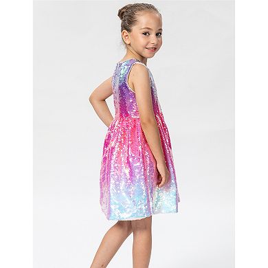 Girls' Lavender Frost Sequin Sleeveless Fit & Flare Party Dress