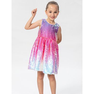 Girls' Lavender Frost Sequin Sleeveless Fit & Flare Party Dress