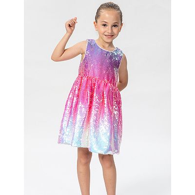2Bunnies Girls' Lavender Frost Sequin Sleeveless Fit & Flare Party Dress