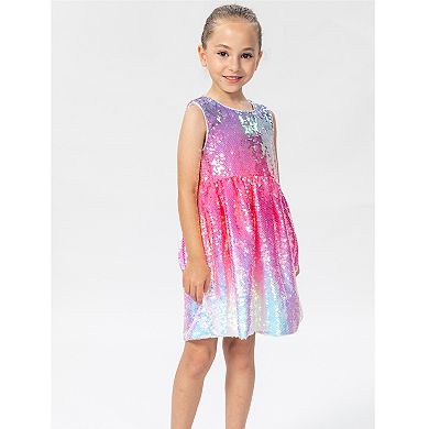Girls' Lavender Frost Sequin Sleeveless Fit & Flare Party Dress