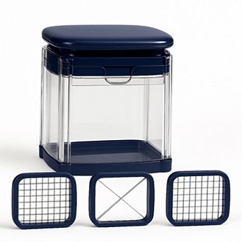 Cheer Collection Vegetable Chop Box with 3 Blades Manual Food Cutter for Fries, Wedges and Veggies