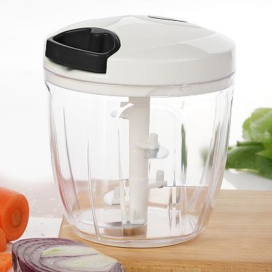 Cheer Collection Pull-String Vegetable Chopper Hand Operated Food Processor with Steel Blades