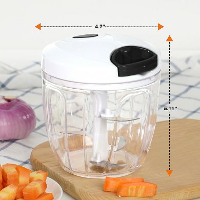 Cheer Collection Pull-String Vegetable Chopper Hand Operated Food Processor with Steel Blades