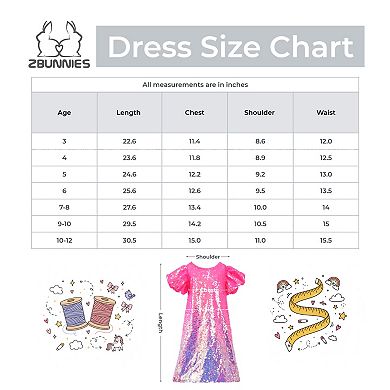 Girls' Mystic Mermaid Sequin Puff Sleeve Party Dress