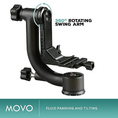 Movo GH800 MKII Carbon Fiber rofessional Gimbal Tripod Head with Arca-Swiss Quick-Release Plate