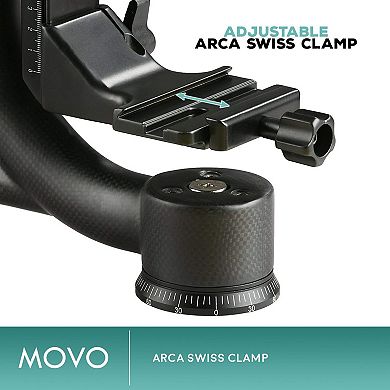 Movo GH800 MKII Carbon Fiber rofessional Gimbal Tripod Head with Arca-Swiss Quick-Release Plate