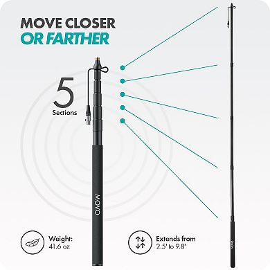 Movo CMP-17C Professional 9.8' Aluminum Boom Pole for Shotgun Microphones with Internal XLR Cable