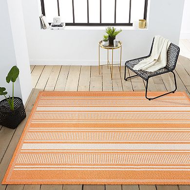 Haynes Modern Double Stripe Indoor/outdoor Area Rug