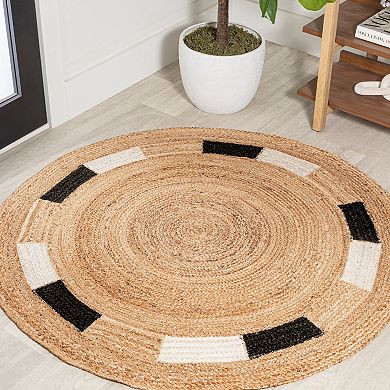 Porto Geometric Jute Circle Area Rug