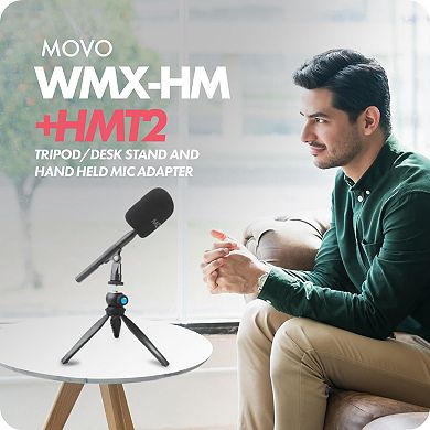 Movo WMX-HM Wireless Interview Microphone Adapter w/Mic Stand