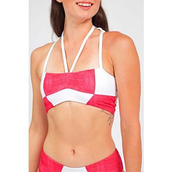 Massi bikini top with color-blocked tile pattern