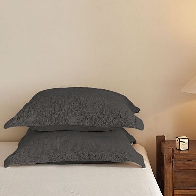 Marcielo 100% Cotton Embroidered Quilted Pillow Shams Set of 2, 26"x26" Euro Size