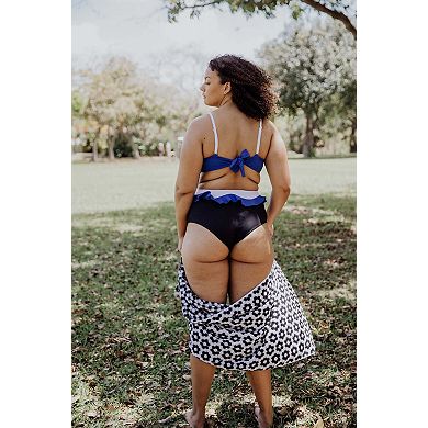 Mitchy one piece swimsuit with ruffle waist and convertible straps