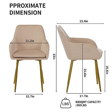 2 Pcs Velvet Dining Chair Set, Suitable For Dining Rooms, Kitchens, And Vanity Tables