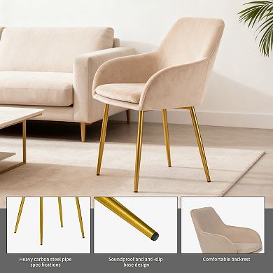 2 Pcs Velvet Dining Chair Set, Suitable For Dining Rooms, Kitchens, And Vanity Tables