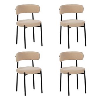 4 pc Dining Chair Set with Round Seat Cushions and Curved Back