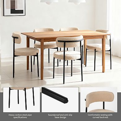 4 Pcs Dining Chair Set with Round Seat Cushions and Curved Back