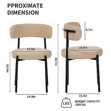 4 Pcs Dining Chair Set with Round Seat Cushions and Curved Back