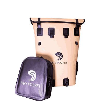 Auto-sealing, waterproof, floating, and scent proof backpack cooler with a detachable dry bag