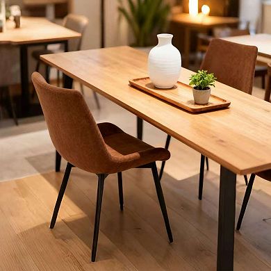 4PCS Dining Chairs, Upholstered Faux Leather Cushion Seat and Sturdy Metal Legs