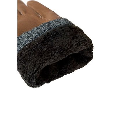 Leather gloves "RASMUS" with knitted cuff and touch function