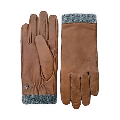 Leather gloves "RASMUS" with knitted cuff and touch function