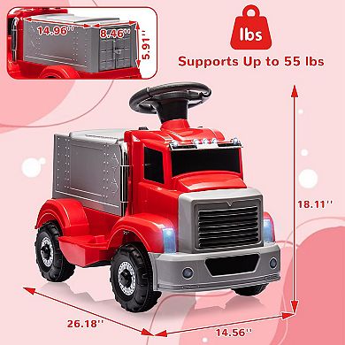 6V Ride-On Truck for Toddlers, Electric Car with Under-Seat Storage,LED Lights, Rechargeable Battery