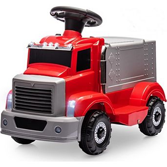 6V Ride-On Truck for Toddlers, Electric Car with Under-Seat Storage,LED Lights, Rechargeable Battery