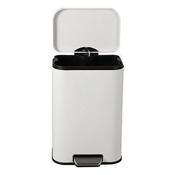 5.3 Gallon Stainless Steel Step-on Trash Can with Soft-Close Lid & Removable Inner Bucket, White