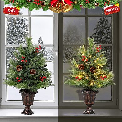 2 Ft Artificial Mini Tabletop Christmas Treewith 40 LED Warm Lights