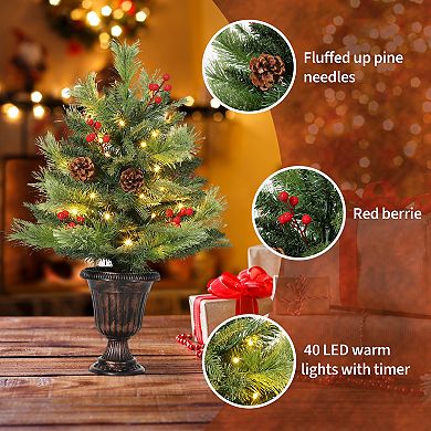 2 Ft Artificial Mini Tabletop Christmas Treewith 40 LED Warm Lights