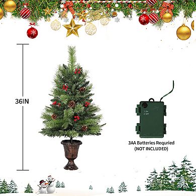 3 Ft Artificial Mini Tabletop Christmas Treewith 70 LED Warm Lights