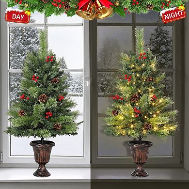 3 Ft Artificial Mini Tabletop Christmas Treewith 70 LED Warm Lights