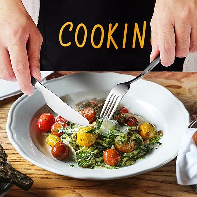 30pcs Stainless Steel Flatware Set for 6 with Mirror Polish, Dishwasher Safe, Silver