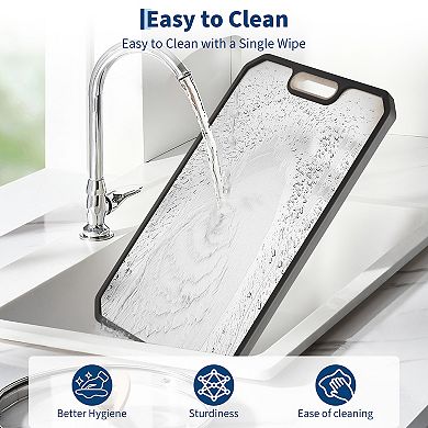 Double-Sided Stainless Steel Cutting Board with Deep Juice Grooves & Built-In Handles, 15"x10"