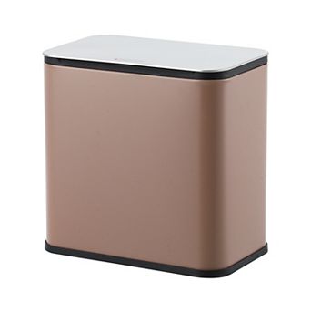 1.3 Gallon Stainless Steel Trash Can with Manual Lift Lid, Inner Bucket and Charcoal Filter, Brown