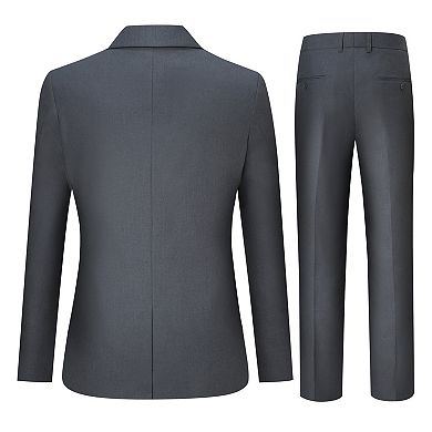 Men's 2 pc Slim Fit Double-Breasted Peak Lapel Solid Business Suit Set