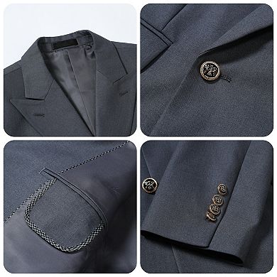 Men's 2 pc Slim Fit Double-Breasted Peak Lapel Solid Business Suit Set